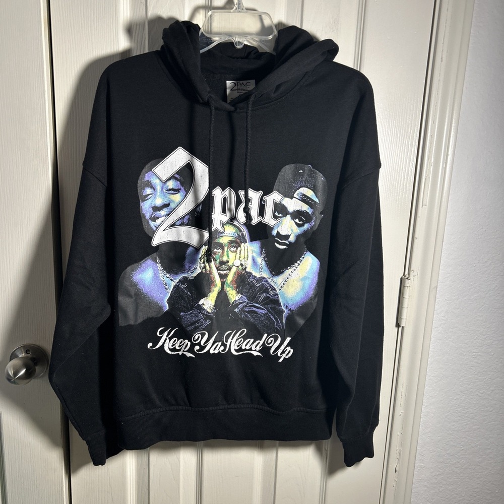 2Pac Women's Hoodie Sweatshirt‎ Fleece Black 2XS